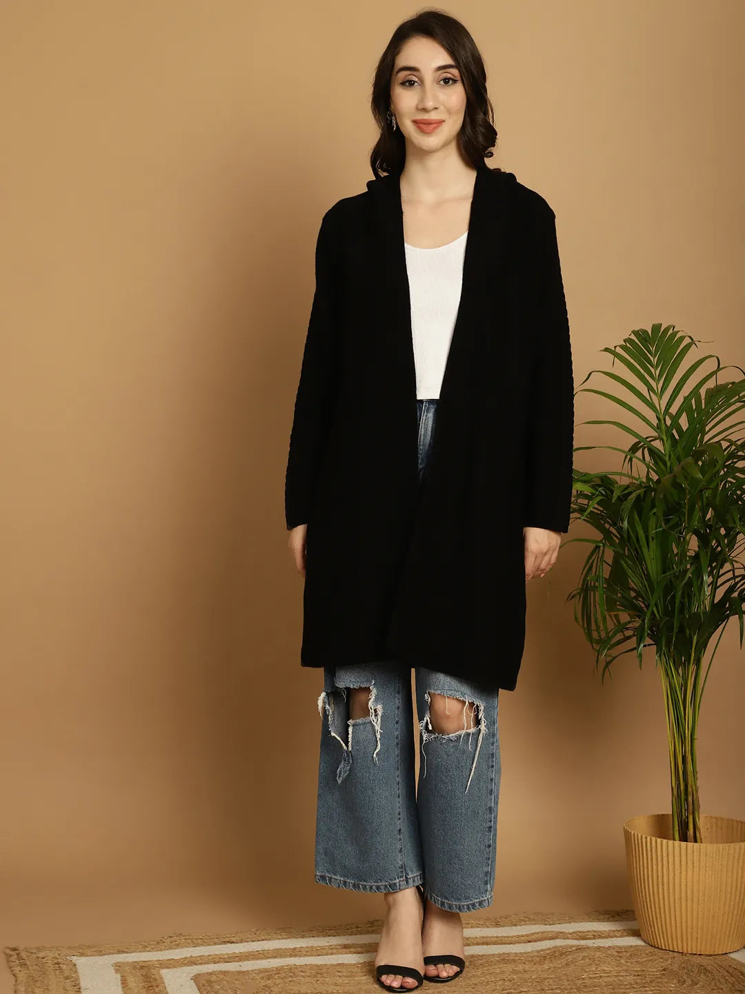 Black Hoodie Shrug for Women