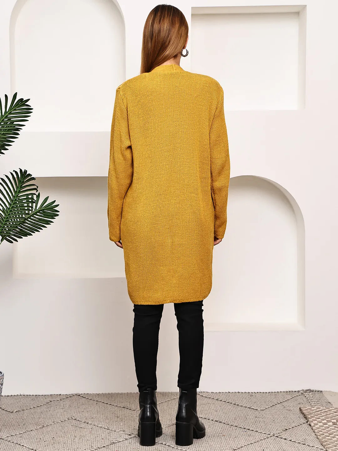 Mustard Cable-Knit Shrug for Women