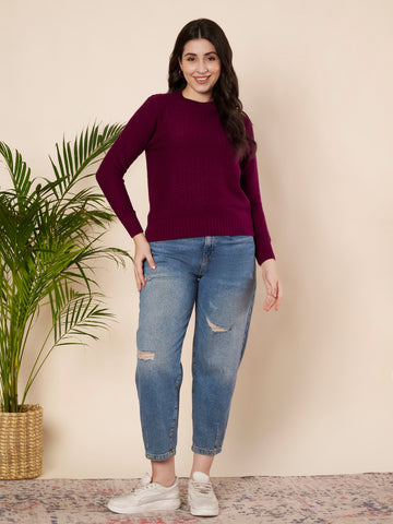 Mulberry Textured Crewneck Sweater