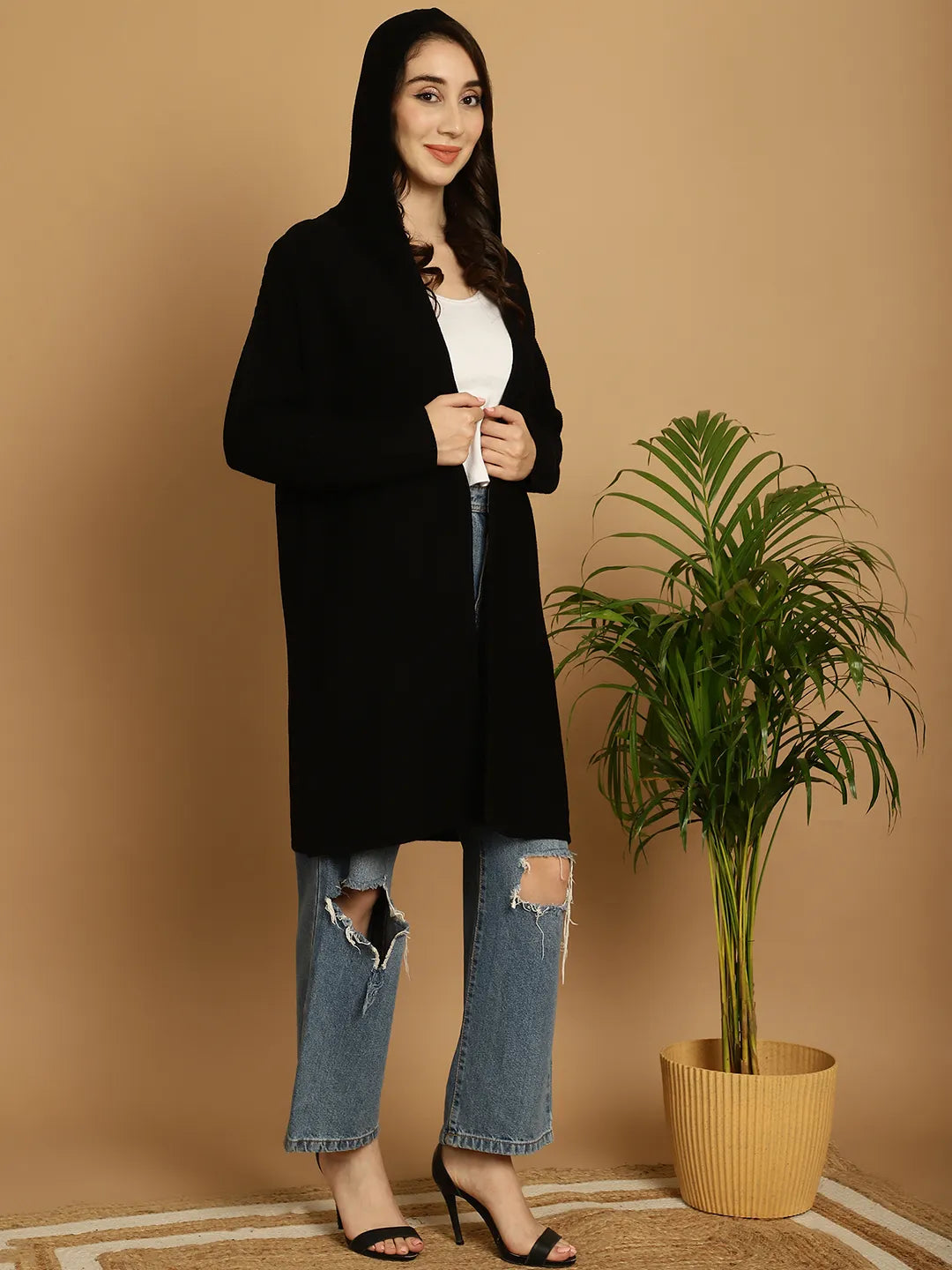 Black Hoodie Shrug for Women