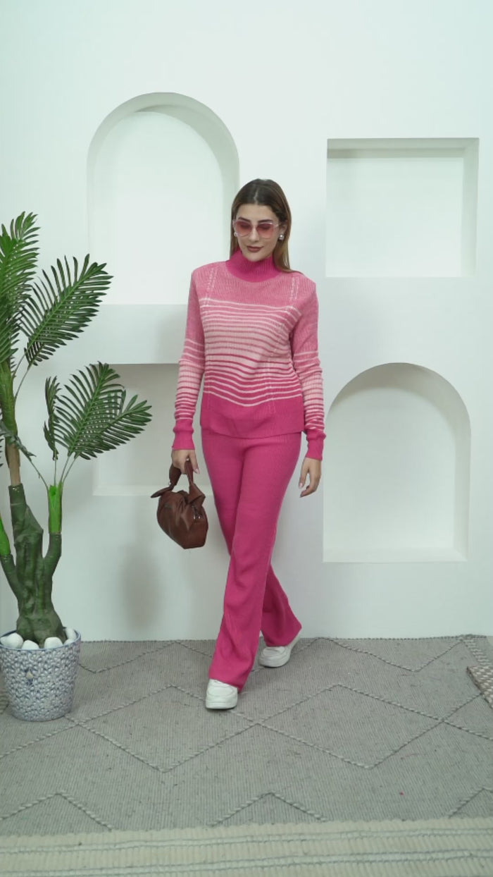 Pink Stripes  Co-ord Set with Ombre